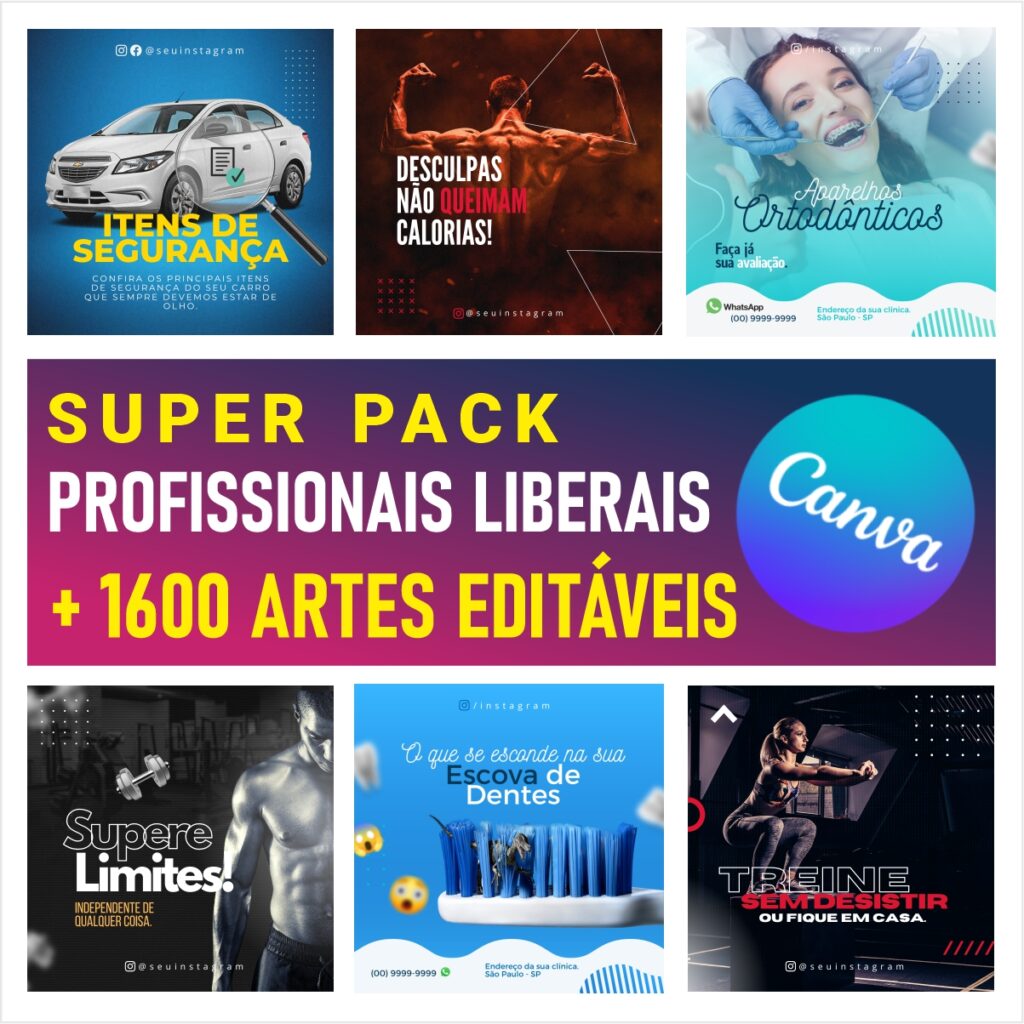 super pack de templates do canva para profissionais liberais, mais de 1000 arquivos