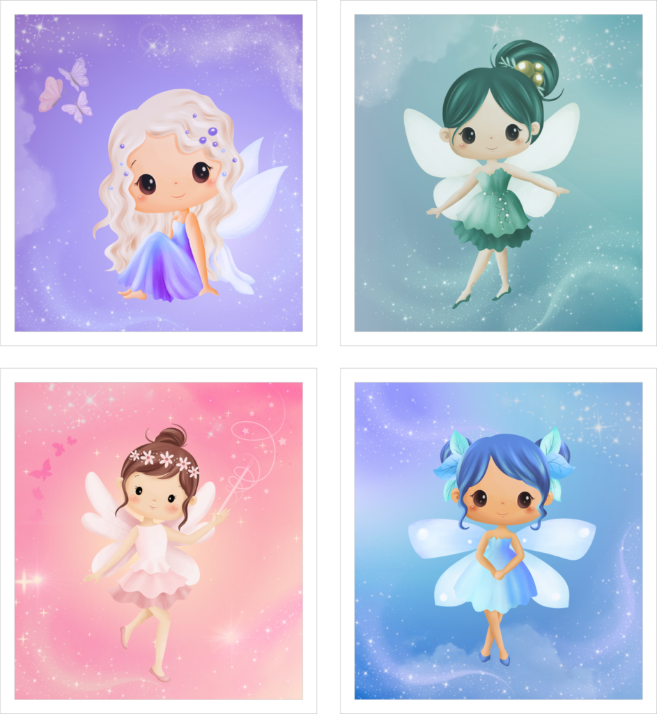 kit de artes digitais tema fadas para quarto de menina